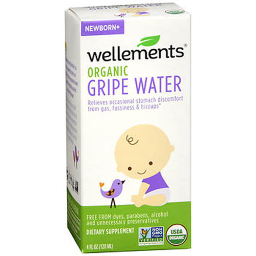 Wellements Organic Baby Gripe Water, Infant Gas Drop Relief, Newborn Stomach Comfort Supplement, 4 fl oz