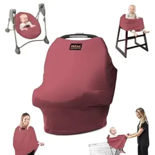 Milk Snob Original 5-in-1 Luxe Cover in Ash Rose - Added Privacy for Breastfeeding, Baby Car Seat, Carrier, Stroller, High Chair, Shopping Cart, Lounger Canopy, Newborn Essentials, Nursing Top - Dark Pink