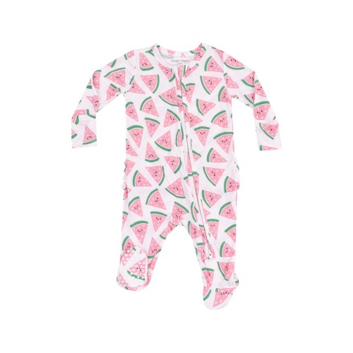 Ruffle Rib Zip Footie, 3M