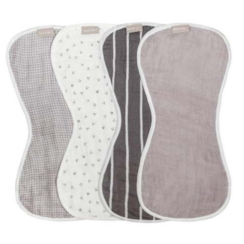 WeeSprout Unisex Organic Towel Cotton Burp Cloths, Four Ultra-Absorbent Layers, Neutral, Set of 4