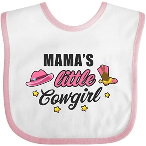inktastic Mamas Little Cowgirl with Cowgirl Hat and Boots Baby Bib