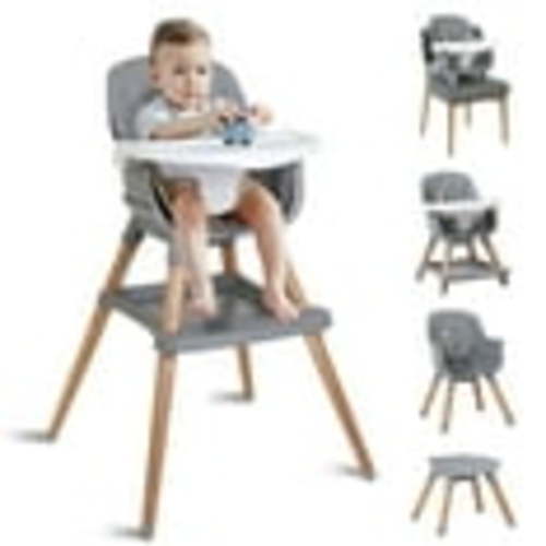 AILEEKISS 7 in 1 Wooden Baby High Chair for Toddler, Infant Feeding Chair with Removable Tray