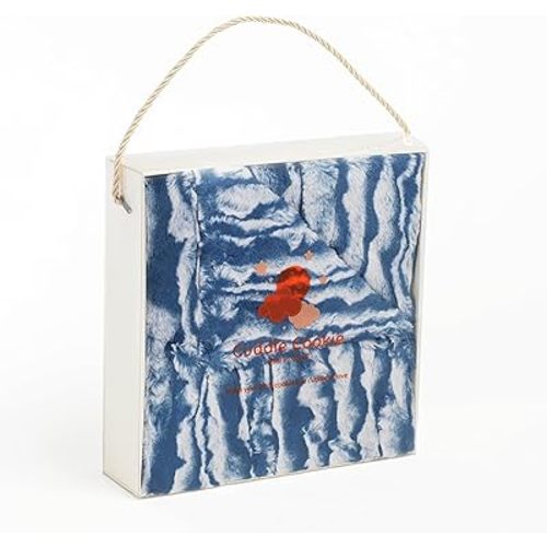 Wave Faux Fur Baby Blanket, 33 x 27 inches in Gift Box (Blue)