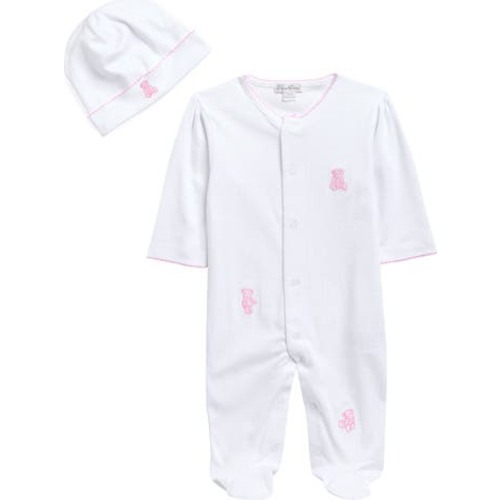 Embroidered Pima Cotton Footie & Hat Set, Newborn