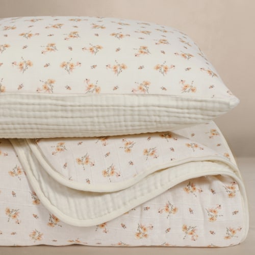 'Dainty Floral' - Premium Muslin Crib Quilt & Sham