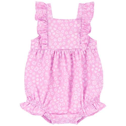 Baby Floral Eyelet Lace Slub Jersey Bodysuit - 18M - Style,Pink
