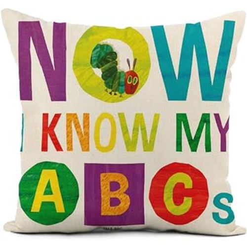 rouihot Throw Pillow Cover 18x18 Inch The Eric Carle Now I Know My ABCs Very Home Decor Pillowcases Square Pillow Cases Cushion Covers for Sofa Couch Bed