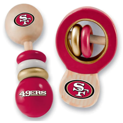 BabyFanatic Wood Rattle 2 Pack - NFL San Francisco 49ers - Officially Licensed Baby Toy Set