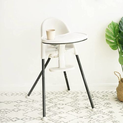 FUNNY SUPPLY 3-in-1 Cute Folding High Chair, Perfect Modern Space Saving Highchair with Detachable Double Tray, 3-Point Harness, High Chairs for Babies and Toddlers, White