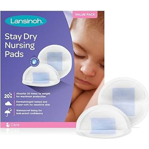 Lansinoh Stay Dry Disposable Nursing Pads, Soft and Super Absorbent Breast Pads, Breastfeeding Essentials for Moms, 200 Count