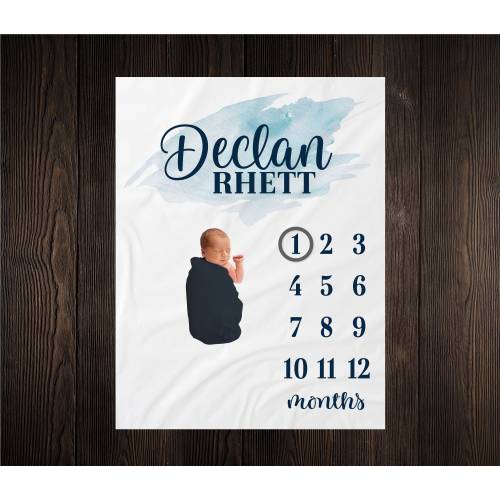 Boy Milestone Blanket, Monthly Growth Tracker, Baby Milestone Photography, Milestone Monthly Photos Prop, Backdrop Blanket Personalized BM22