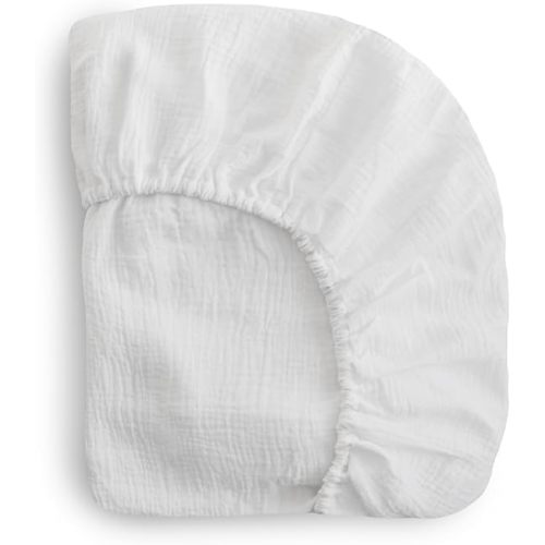 mushie Extra Soft Muslin Fitted MINI Crib Sheet | 24"x 38" (White)