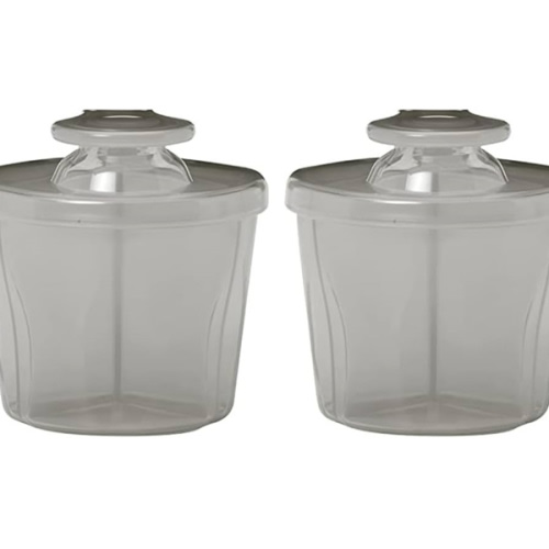 Dr. Brown's Baby Formula Dispenser with Snap-On Lid for On-The-Go Feedings,Milk Powder Dispenser for Traveling with Infant,Gray (Pack of 2)