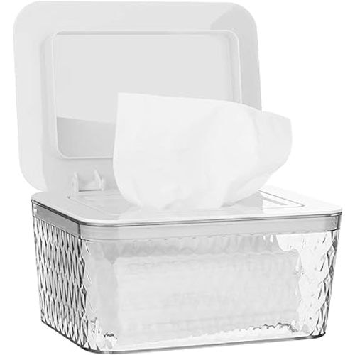 Wipes Holders, Large Capacity Wipes Dispenser Box Wipes Case Dustproof Wipes Box with Lid Keep Diaper Wipes Fresh (White)