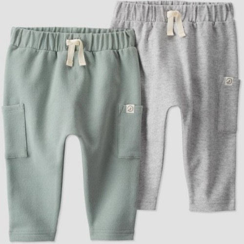 Little Planet by Carter's Organic Baby Boys' 2pk Jogger Pants - Gray/Green, Size: 6M