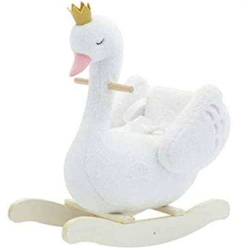 labebe - Plush Rocking Horse Wooden, Baby Riding Animal White, Kid Ride On Toy for 1-3 Year Old, Girl&Boy Stuffed Rocking Animal Outdoor, Nursery/Infant/Child Christmas or Birthday Gift