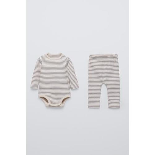 STRIPED BODYSUIT AND LEGGINGS PACK - Light gray | ZARA United States