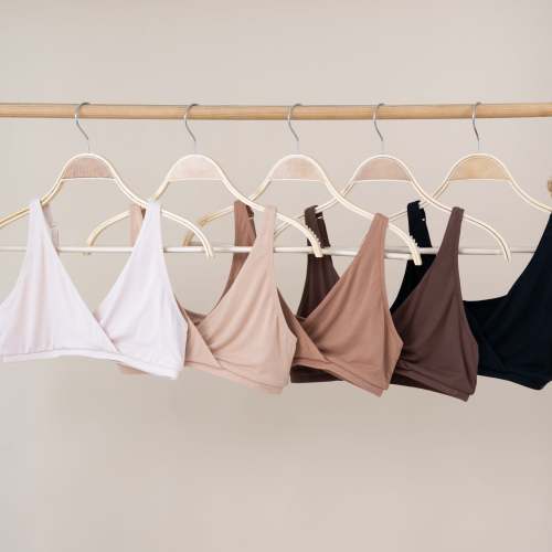 Women's Cross Front Bralette in Chai | Kyte Baby