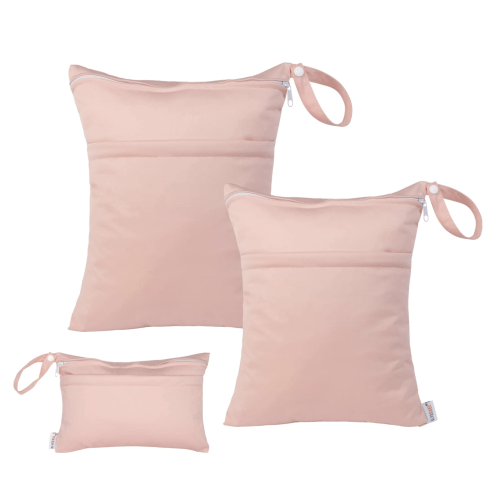 ALVABABY 3pcs Wet/Dry Bags|Waterproof Reusable in SML, Pink