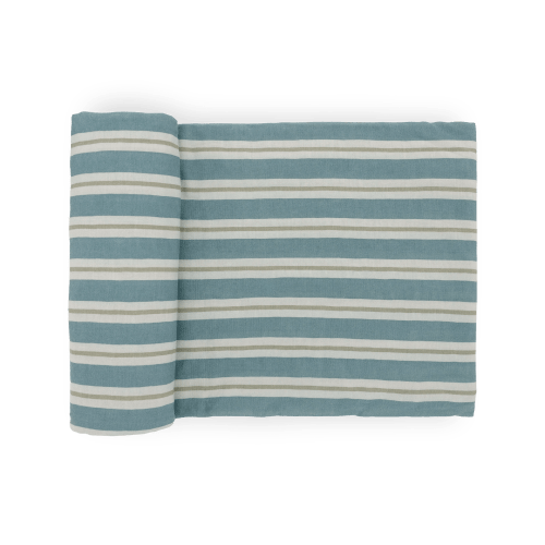 Stretch Knit Swaddle Blanket - Blue Vintage Stripe