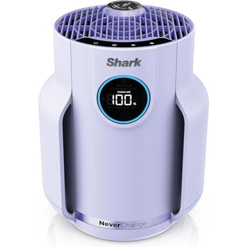 Shark NeverChange Air Purifier Compact Pro with Long-lasting HEPA Exceeding Filtration, Captures Pet Dander, Dust, Smoke, and Allergens, up to 250 sq. ft. for Bedroom, Home Office, Dorm, HP072PL
