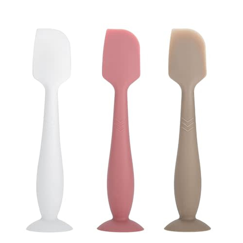 3 Pack Baby Diaper Cream Spatula Applicator, Soft Silicone Butt paste Spatula Diaper Cream Brush with Suction Cup Base (White, Red, Gray)