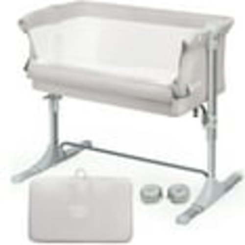 Costway Bassinet Bed Side Crib Infant Sleeper Breathable Mesh with Carrying Bag Beige