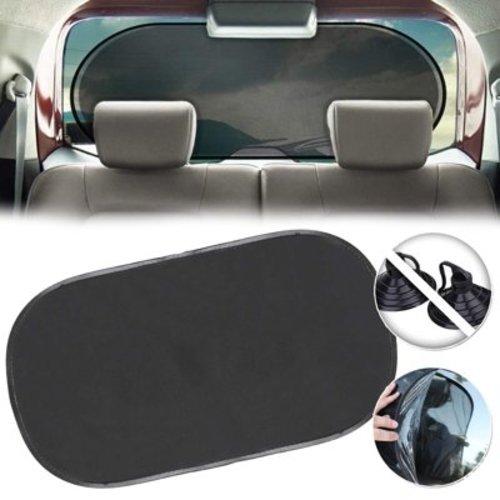 Car Rear Window Sun Shade, IC ICLOVER Foldable UV Protection Sunshade, 39 x 20 inch Universal Cling On Mesh Back Window Visor, No Suction Cups Needed for Children Kids Baby Pet