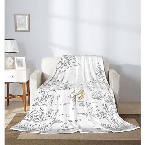 Children's Flannel Blanket 50"x40"/60"x50" inches Bear and Piglet Pattern Throw Blanket for Boys Girl's air Conditioning Blanket, (60"x50")