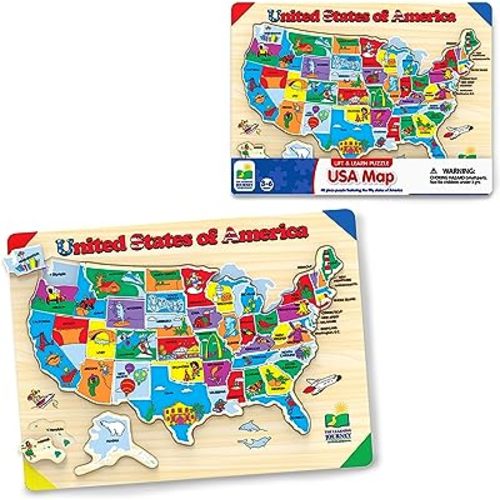 The Learning Journey Lift & Learn Puzzle - USA Map Puzzle for Kids - Preschool Toys & Gifts for Boys & Girls Ages 3 and Up - United States Puzzle for Kids - Award Winning Toys
