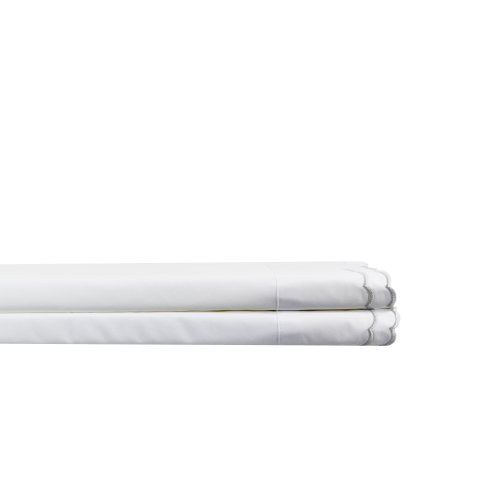 Percale Cotton Double Scalloped Embroidered Crisp Sheet Set