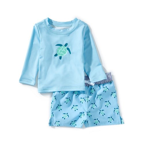 Adventurewear 360 Baby Boys 3-24 Months Rashgaurd & Turtle Swim Trunks Set