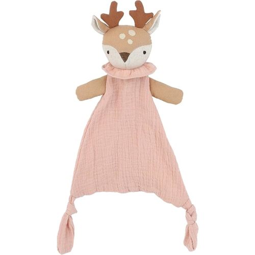MON AMI Fawn Security Blankie for Babies | 10-Inch Cotton Lovey Blanket | Knotted Plush Animal Security Blanket | Perfect Newborn Essential for Birthdays & Baby Showers