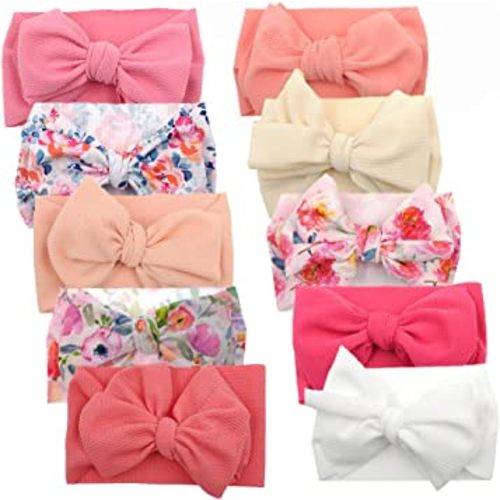 KIDOCHEESE Big Bows Baby Girl Headbands with Bows Elastics Nylon Hairbands Oversized Head Wraps Large Hair Bow Hair Accessories for Baby Girls Newborn Infant Toddlers Kids