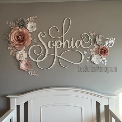 Baby Isabella Nursery Name Cutout Custom Wood Wall Name Sign Wall Hanging - Nursery Name Decor - Sophia Name for Nursery - Baby Name Scarlett