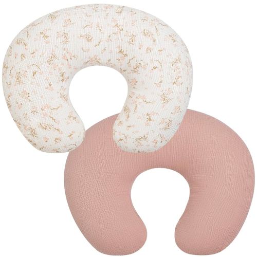 Nursing Pillow Cover, 2 Pack Muslin Nursing Cover for Breastfeeding Pillows, Infant Nursing Pillow Slipcover for Baby Boy Girl Newborn, 100% Cotton Feeding Pillow Covers, Only Cover