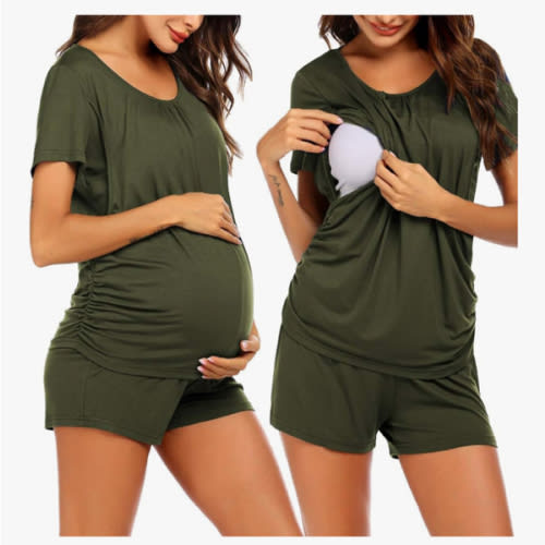 Ekouaer Womens Maternity Pajamas Nursing Pjs for Breastfeeding Soft Postpartum Lounge Sets Sleepwear Layer Pregnancy Clothes
