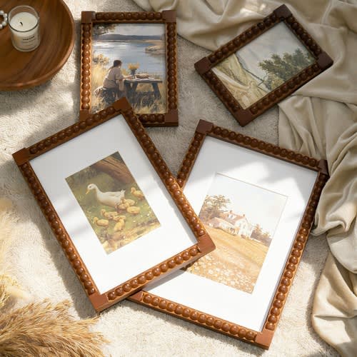 Classic Bubble Bead Wood Frame for Wall or Tabletop Display Ornate Vintage Picture Frames, Wall Art for Gallery Living Room Photo Frame