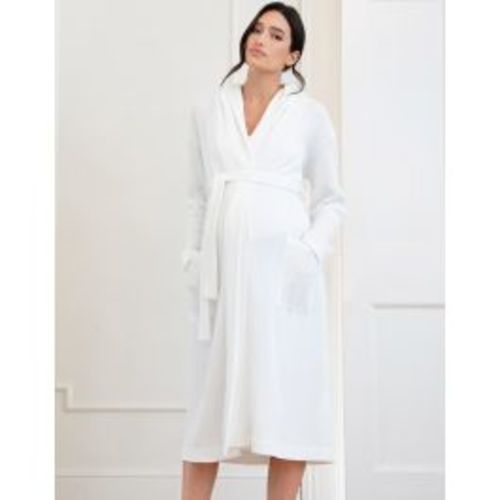 Cotton Hooded Waffle Maternity-To-Nursing Dressing Gown