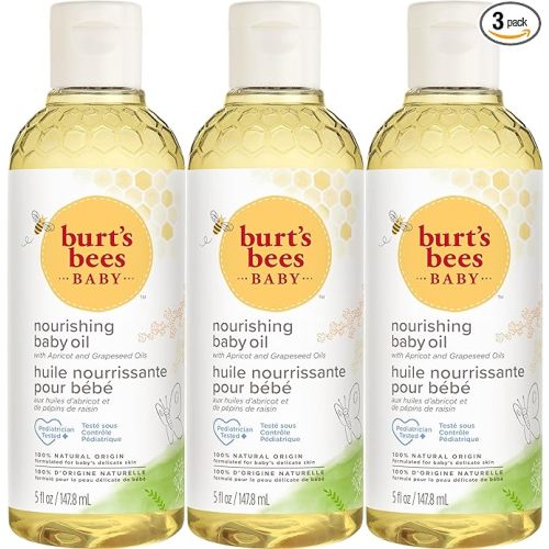 Burt's Bees Baby Nourishing Baby Oil, Formulated for Delicate Skin, Pediatrician Tested, 100% Natural Origin Baby Skin Care, 5 Oz (Pack of 3)