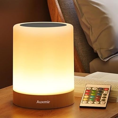 Auxmir Night Light Touch Sensor for Kids Baby, LED Bedside Table Lamp 13 RGB Colors Changing, USB Rechargeable Remote Control Adjustable Dimmable Portable Lamp for Baby Bedroom Nursery Living Room