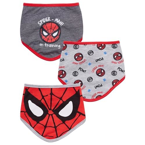 Happy Threads Marvel Spiderman Baby Unisex Bandana Bib 3-Pack - Spider-Man Baby Bibs