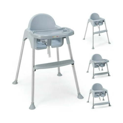 Yardi Yard 4-in-1 Convertible Baby High Chair with Removable Double Tray-Gray, Compact and Portable High Chair, Foldable High Chair, High Chair