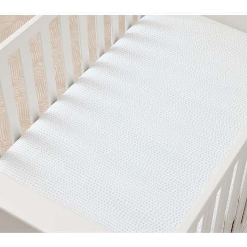 Organic Blush Falling Dot Modern Crib Sheet | Pottery Barn Kids oat
