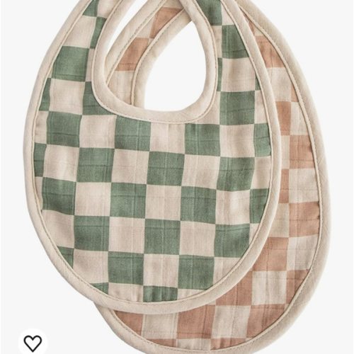 mushie Muslin Baby Bib | Soft Cotton for Infant Drips, Drools & Feedings | Adjustable Fit | 2 Pack
