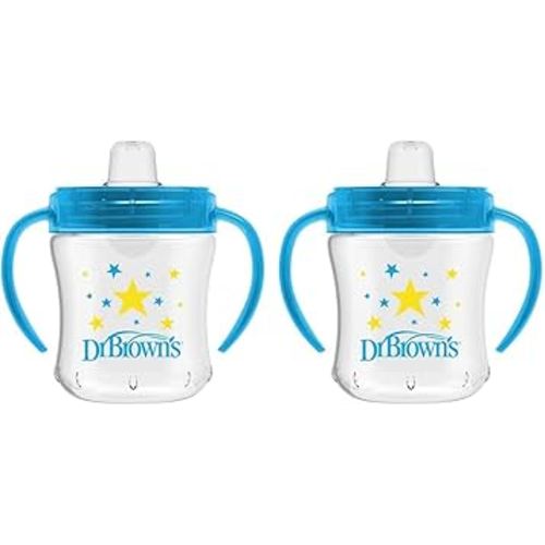 Dr. Brown's Polypropylene (PP) Transition Sippy Cup with Soft Spout - Blue - 6oz - 6m+ (Pack of 2)