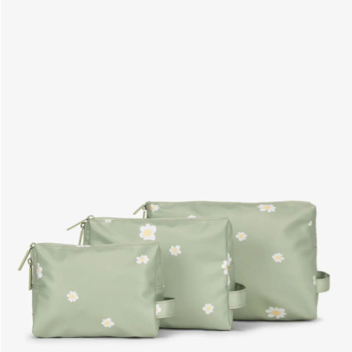 Water Resistant Zippered Pouch Set (3 Pieces) in Daisy | CALPAK