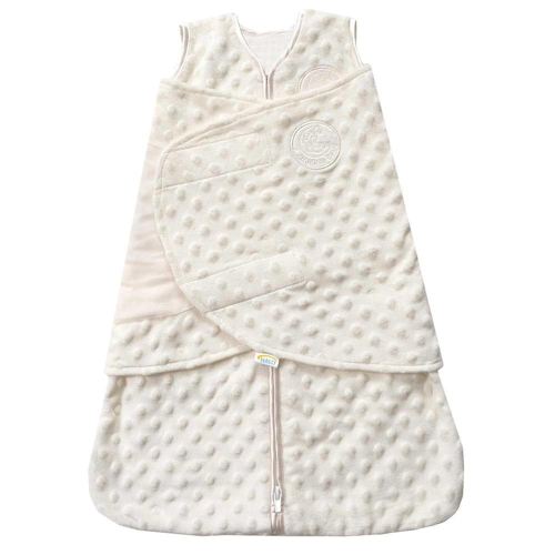 HALO Sleepsack Swaddle, 3-Way Adjustable Swaddle Blanket, TOG 3.0, Velboa Plush Dots, Cream, Newborn, 0-3 Months