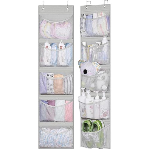 KEETDY Over The Door Organizer Storage for Closet with 5 Pockets Organizer for Bedroom Bathroom, 2 Pack