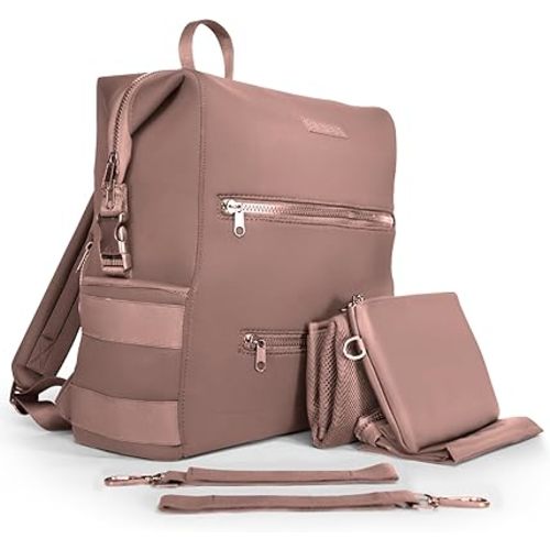Amazon.com: BUNSO Baby Neoprene Diaper Bag, Minimalist Backpack Diaper Bag with Pouch, Changing Pad, and Stroller Straps, Water Resistant and Lightweight Baby Girl Diaper Bag, Diaper Bag Backpack, Mauve : Baby